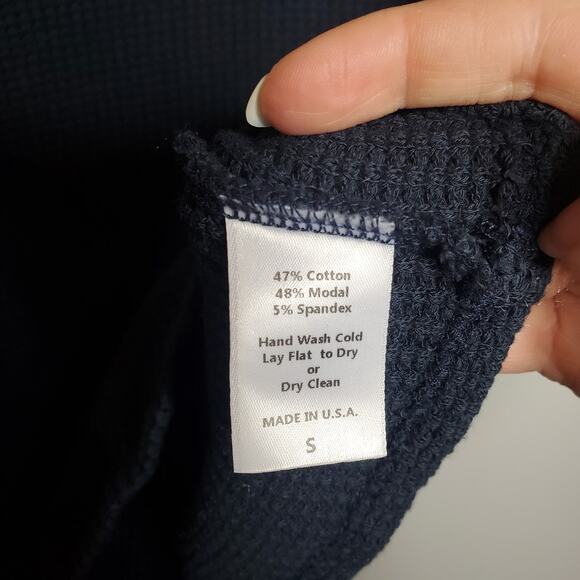 SET Active Navy Blue Waffle Short Sleeve Crop Top Small Short Sleeve Shirt - Picture 8 of 11